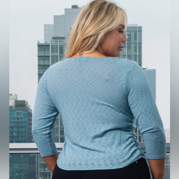 Light Blue Cowl Neck Top - Picture 2 of 3